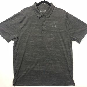 UNDER ARMOUR MENS SHIRT 2XL POLO HEAT GEAR GRAY LOOSE SHORT SLEEVE BUTTON XXL